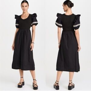 Cleobella Selma Puff Sleeve Midi Dress Black